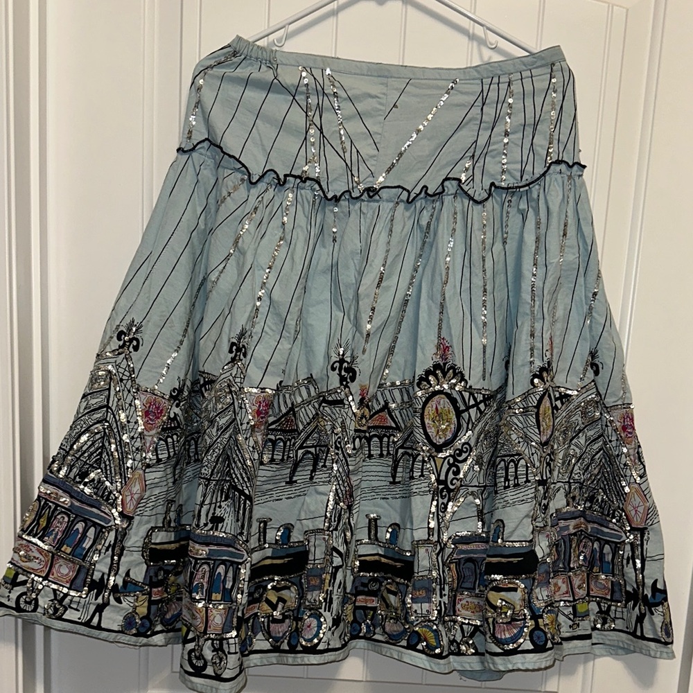 Artistic vintage sequin A-Line Skirt
